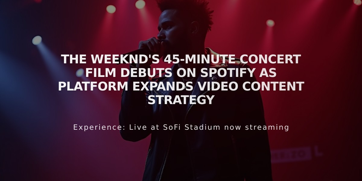 The Weeknd's 45-Minute Concert Film Debuts on Spotify as Platform Expands Video Content Strategy