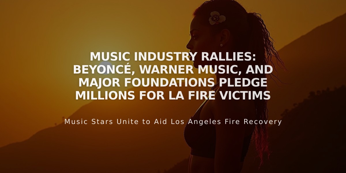 Music Industry Rallies: Beyoncé, Warner Music, and Major Foundations Pledge Millions for LA Fire Victims