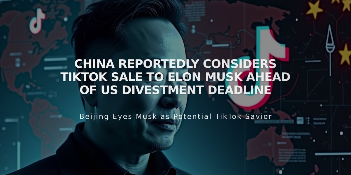 China Reportedly Considers TikTok Sale to Elon Musk Ahead of US Divestment Deadline