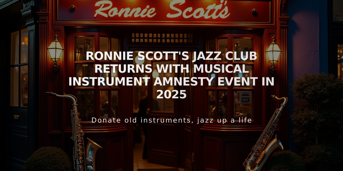 Ronnie Scott's Jazz Club Returns With Musical Instrument Amnesty Event in 2025