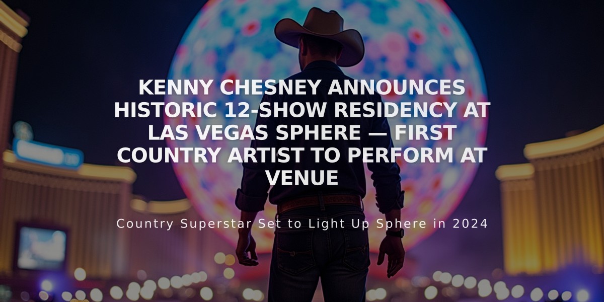 Kenny Chesney Announces Historic 12-Show Residency at Las Vegas Sphere — First Country Artist to Perform at Venue