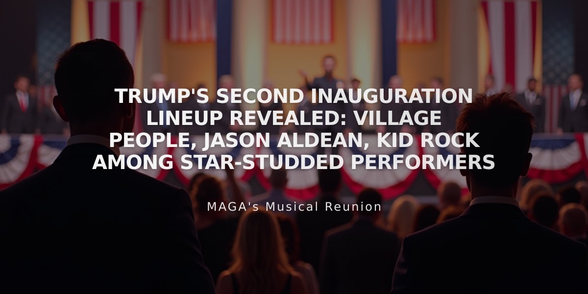 Trump's Second Inauguration Lineup Revealed: Village People, Jason Aldean, Kid Rock Among Star-Studded Performers