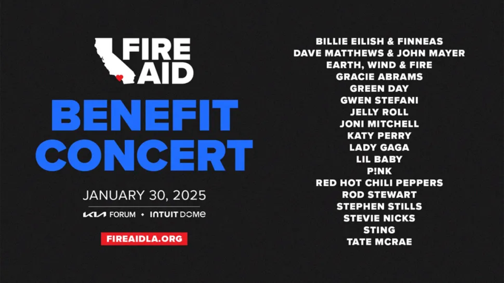 FireAid concert poster January 30th