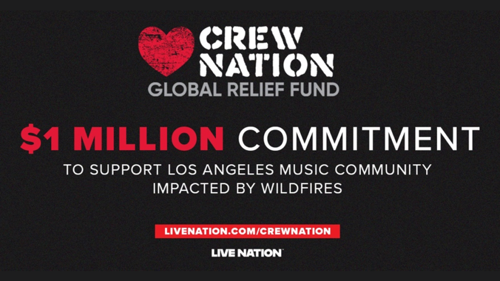 Live Nation wildfire relief fund announcement