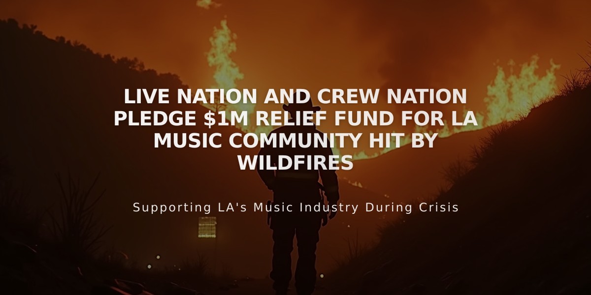 Live Nation and Crew Nation Pledge $1M Relief Fund for LA Music Community Hit by Wildfires