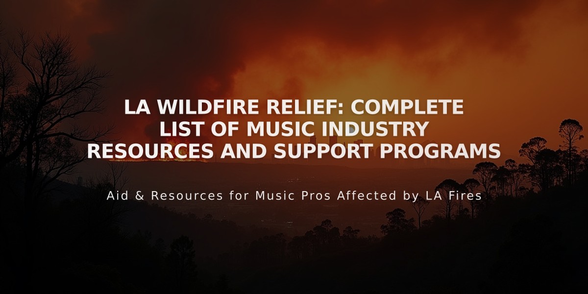 LA Wildfire Relief: Complete List of Music Industry Resources and Support Programs