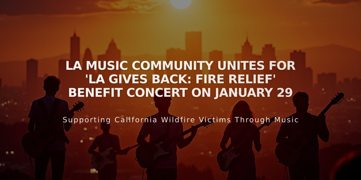 LA Music Community Unites for 'LA Gives Back: Fire Relief' Benefit Concert on January 29