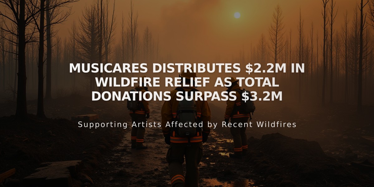 MusiCares Distributes $2.2M in Wildfire Relief as Total Donations Surpass $3.2M