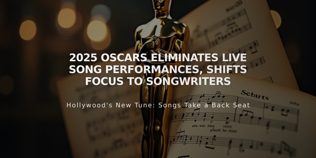 2025 Oscars Eliminates Live Song Performances, Shifts Focus to Songwriters