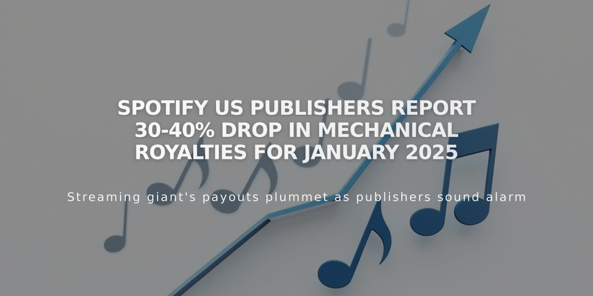 Spotify US Publishers Report 30-40% Drop in Mechanical Royalties for January 2025