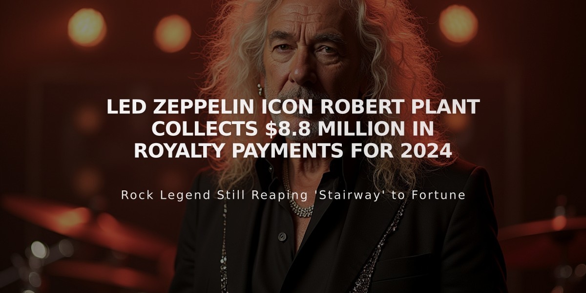 Led Zeppelin Icon Robert Plant Collects $8.8 Million in Royalty Payments for 2024