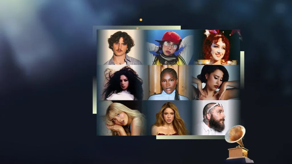 Musicians collage at 2025 Grammy Awards