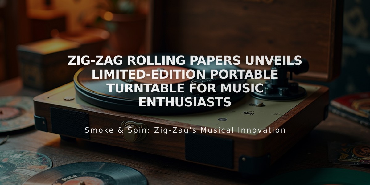 Zig-Zag Rolling Papers Unveils Limited-Edition Portable Turntable for Music Enthusiasts