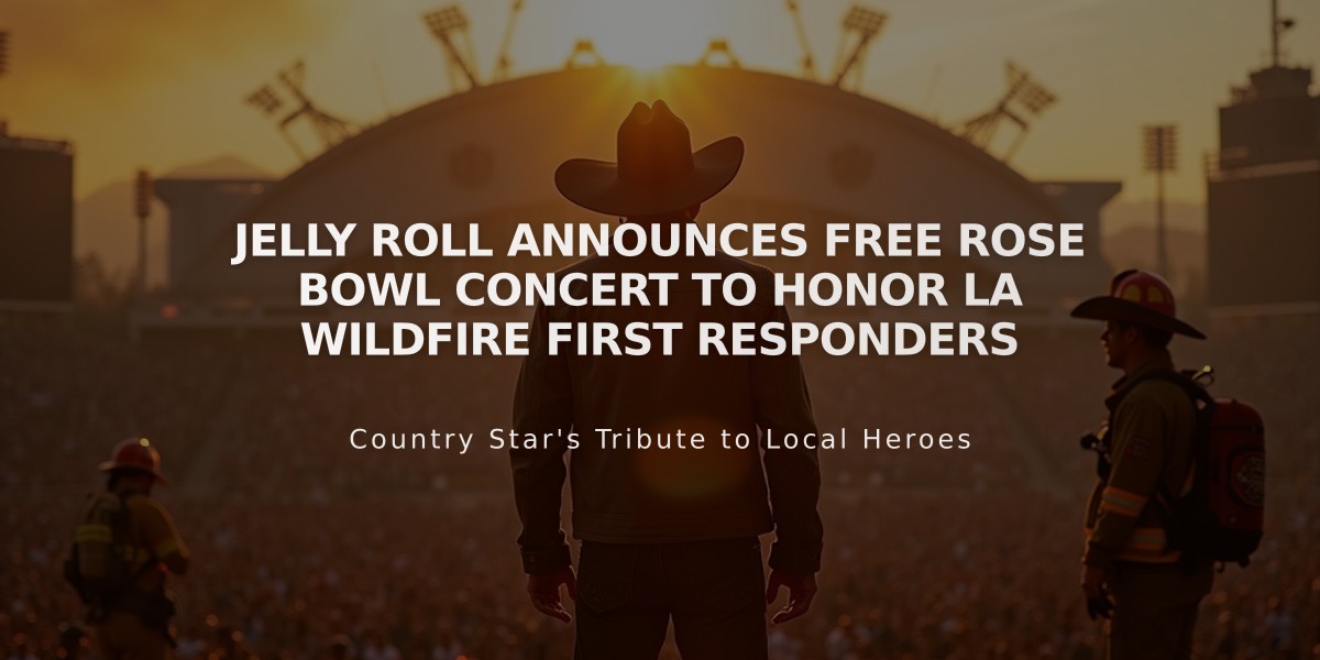 Jelly Roll Announces Free Rose Bowl Concert to Honor LA Wildfire First Responders