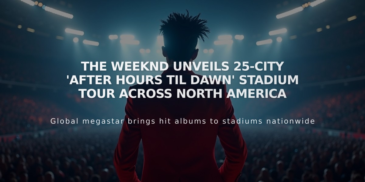 The Weeknd Unveils 25-City 'After Hours Til Dawn' Stadium Tour Across North America