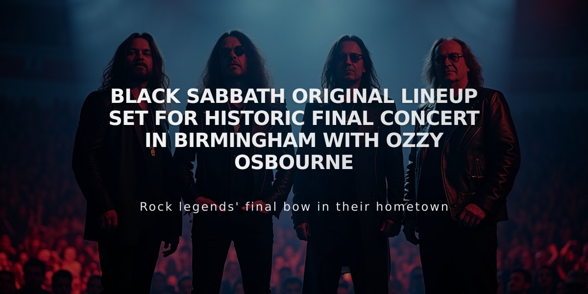 Black Sabbath Original Lineup Set for Historic Final Concert in Birmingham with Ozzy Osbourne