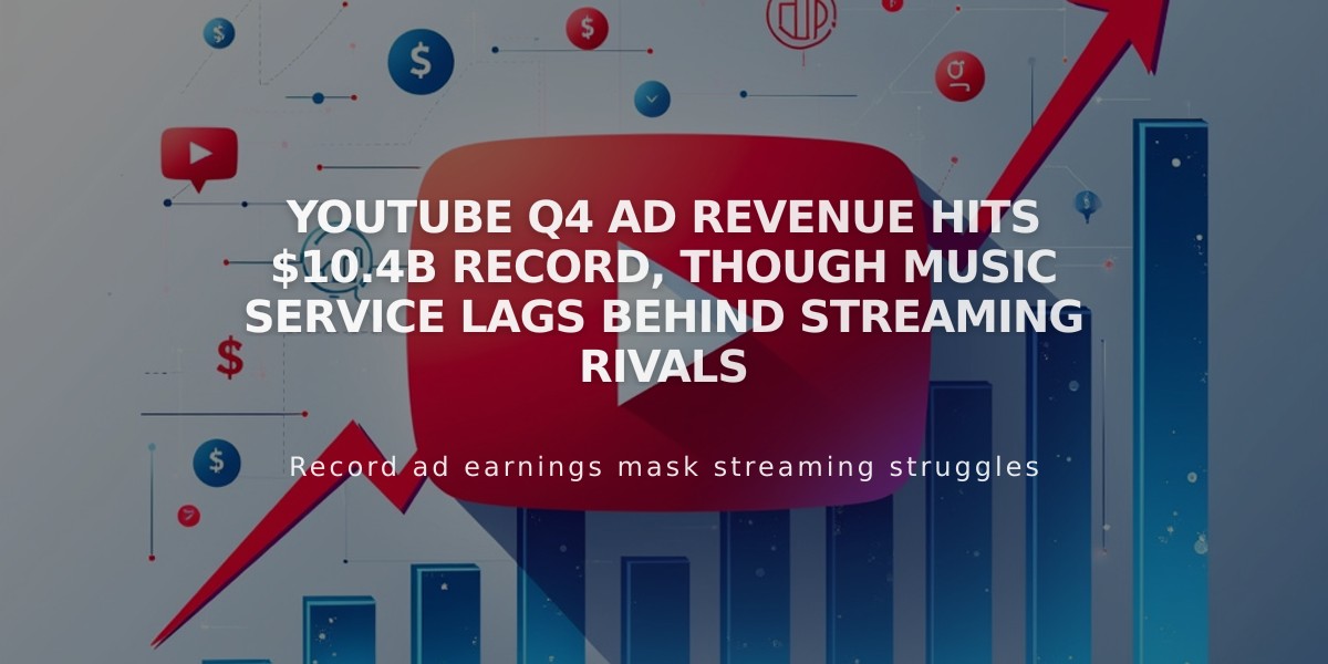 YouTube Q4 Ad Revenue Hits $10.4B Record, Though Music Service Lags Behind Streaming Rivals