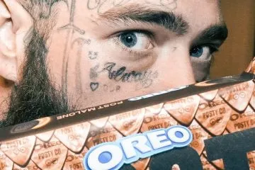 Post Malone portrait made from Oreos