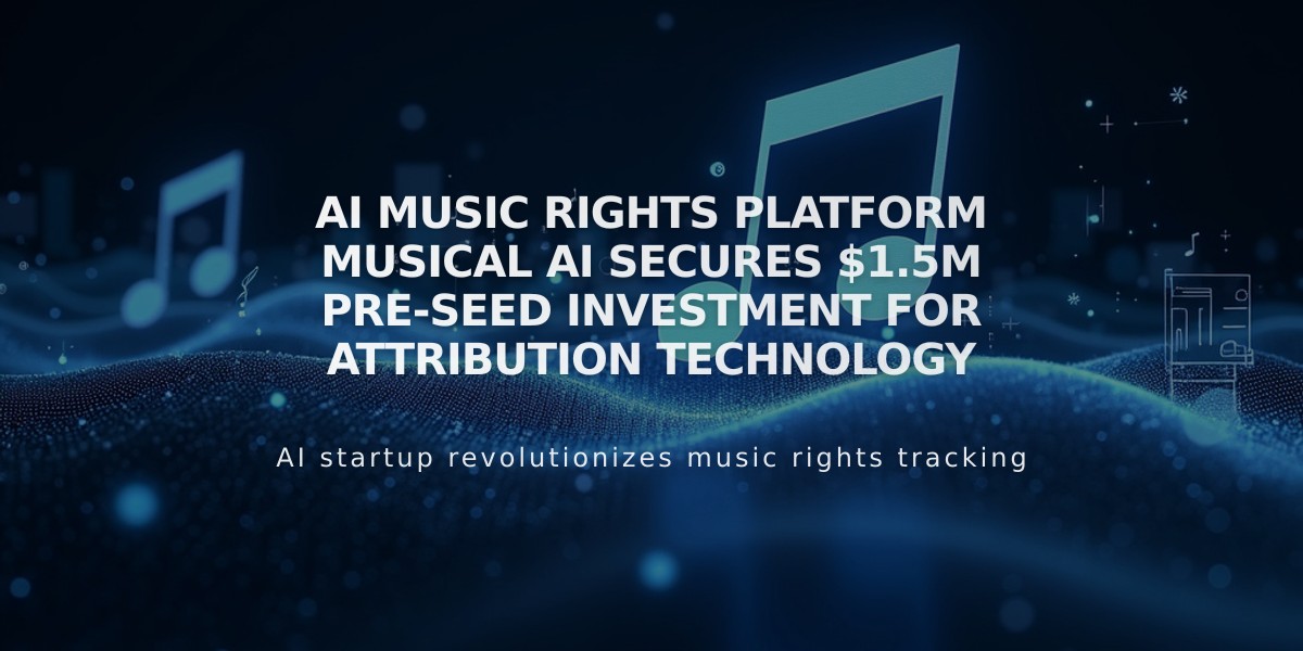 AI Music Rights Platform Musical AI Secures $1.5M Pre-Seed Investment for Attribution Technology