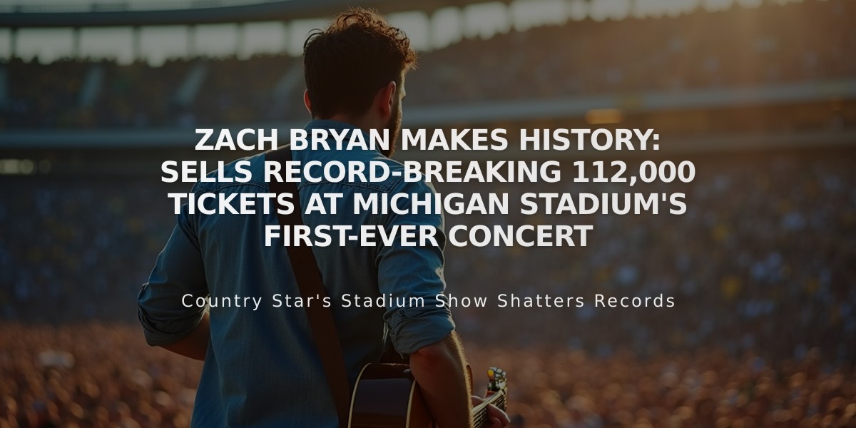 Zach Bryan Makes History: Sells Record-Breaking 112,000 Tickets at Michigan Stadium's First-Ever Concert