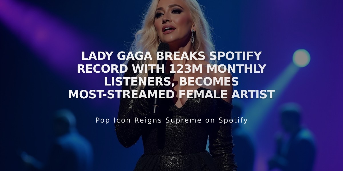 Lady Gaga Breaks Spotify Record with 123M Monthly Listeners, Becomes Most-Streamed Female Artist