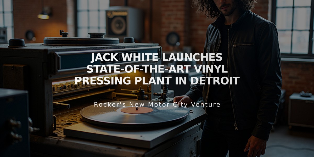 Jack White Launches State-of-the-Art Vinyl Pressing Plant in Detroit