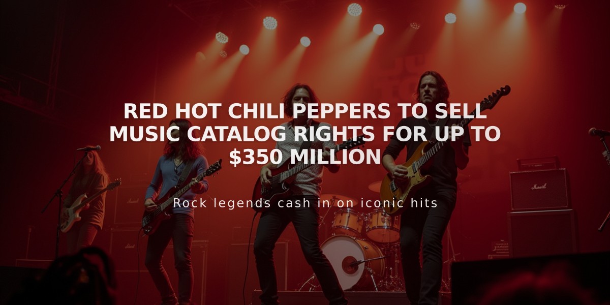 Red Hot Chili Peppers to Sell Music Catalog Rights for up to $350 Million