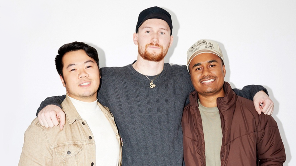 Three men at record label office