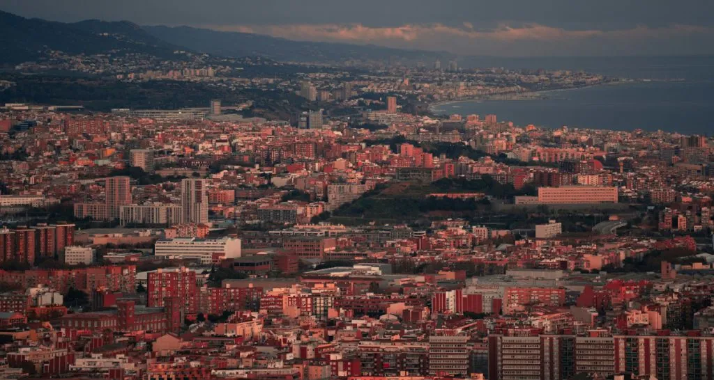 Aerial cityscape of Barcelona