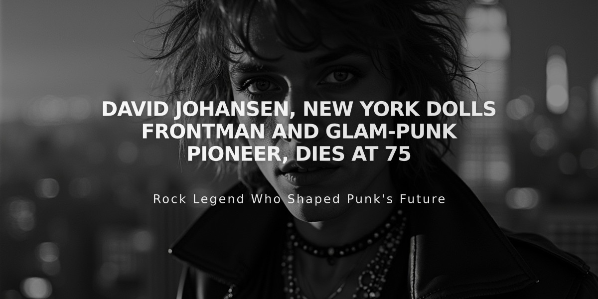 David Johansen, New York Dolls Frontman and Glam-Punk Pioneer, Dies at 75