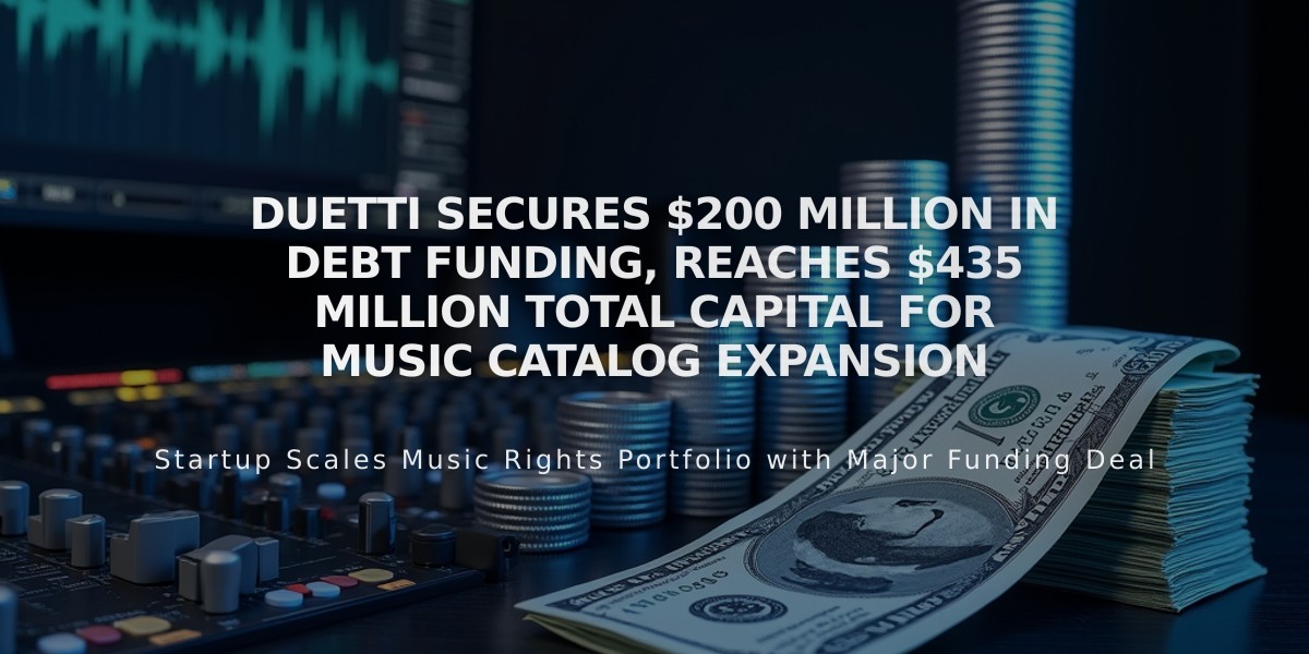 Duetti Secures $200 Million in Debt Funding, Reaches $435 Million Total Capital for Music Catalog Expansion