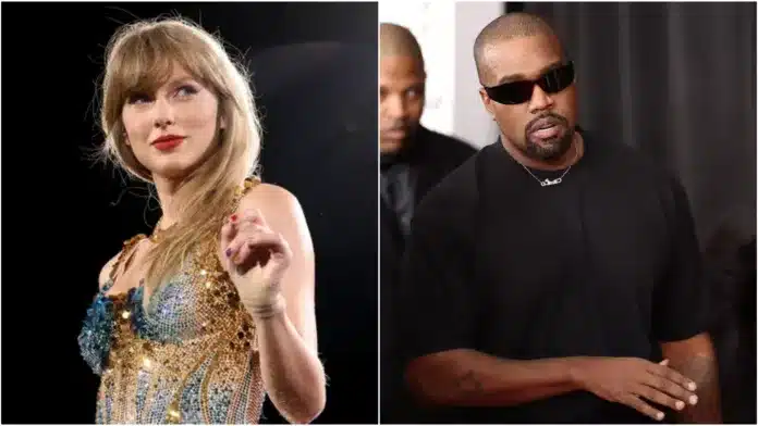 Taylor Swift and Kanye West performing